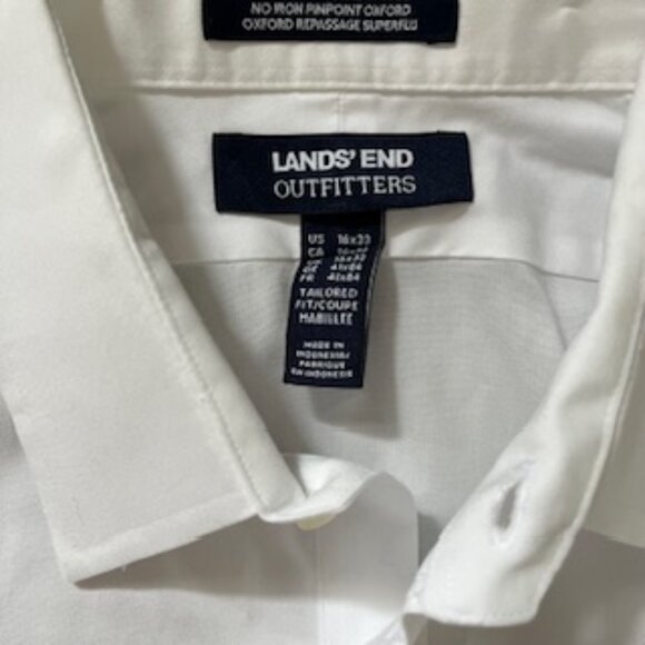 🧡3/15 NWOT Lands' End Outfitters No Iron Oxford Button Down Shirt Men's 16x33 - Picture 8 of 8